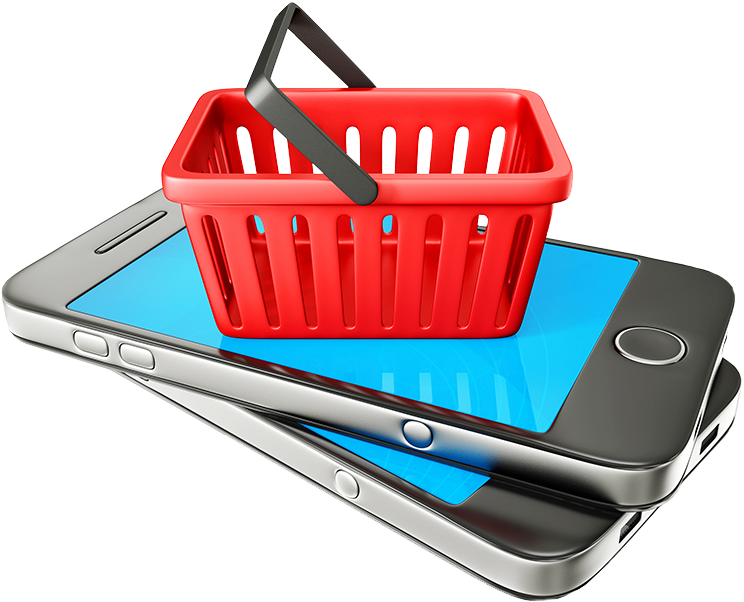 Mobile Shopping Cart Concept PNG Image