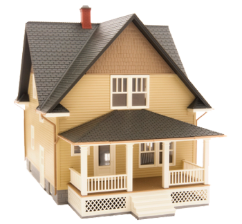 Model Yellow Housewith Porch PNG Image