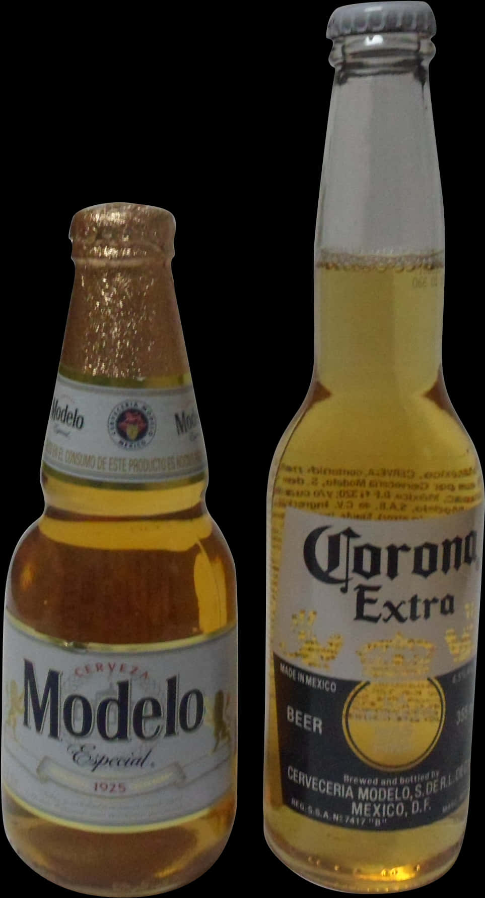 Modeloand Corona Extra Beer Bottles PNG Image