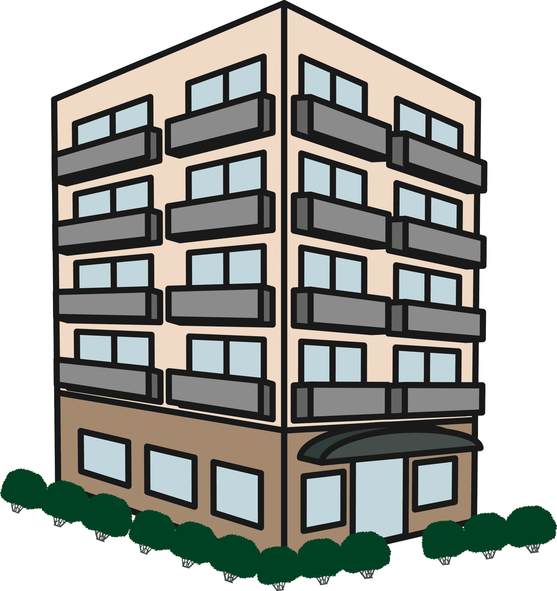 Modern Apartment Building Clipart PNG Image