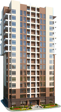 Modern Apartment Building Rendering PNG Image