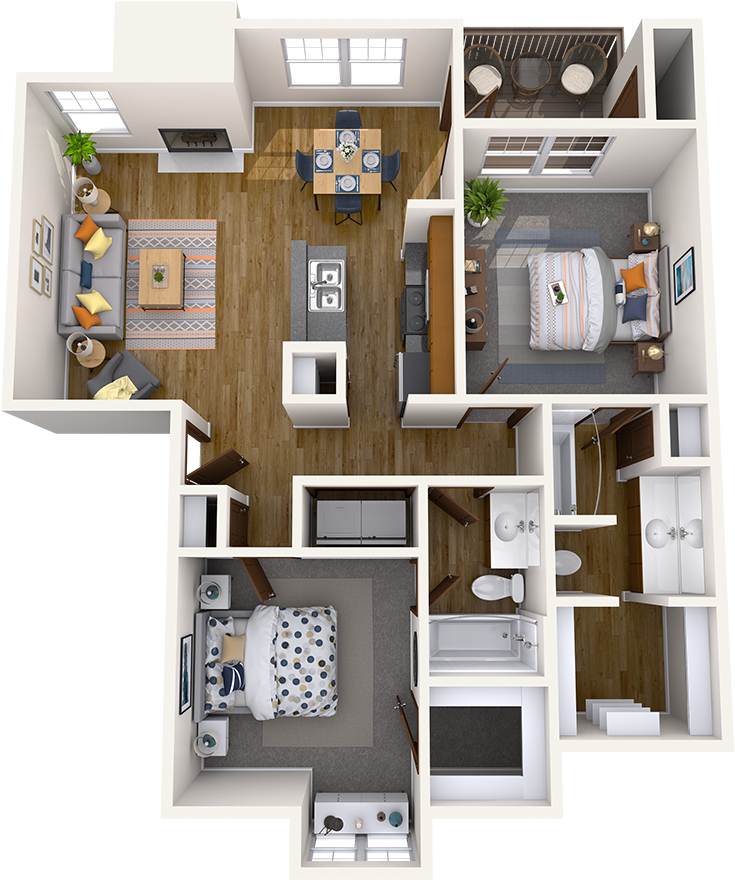 Modern Apartment3 D Floor Plan PNG Image