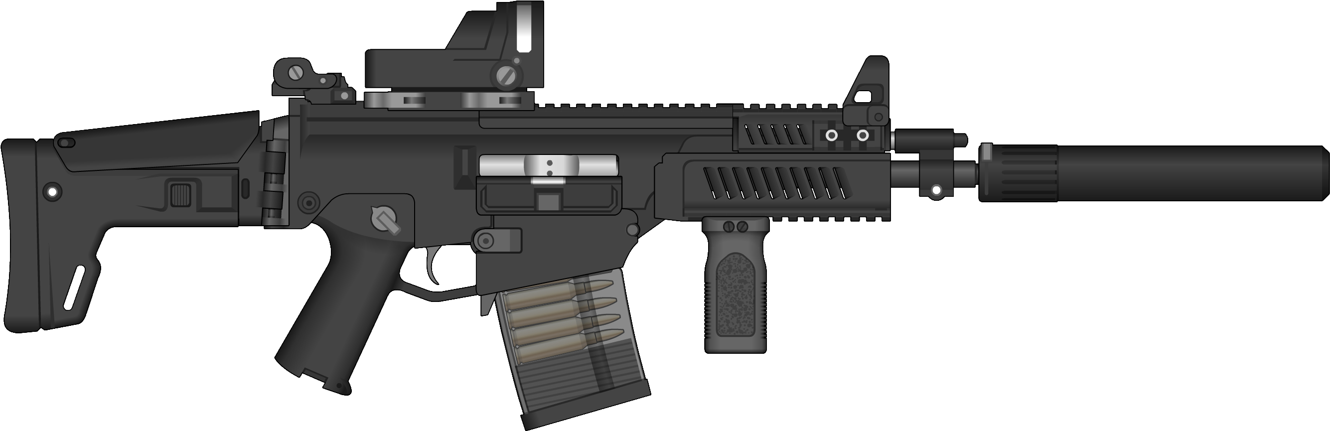 Modern Assault Rifle Illustration PNG Image