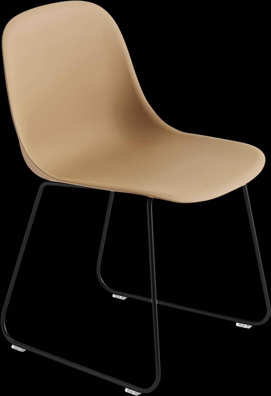 Modern Beige Chair Black Frame PNG Image