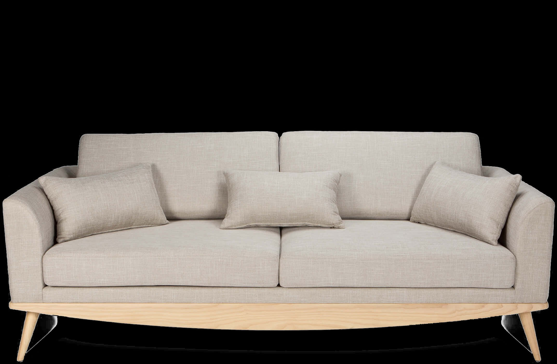 Modern Beige Couch Black Background PNG Image