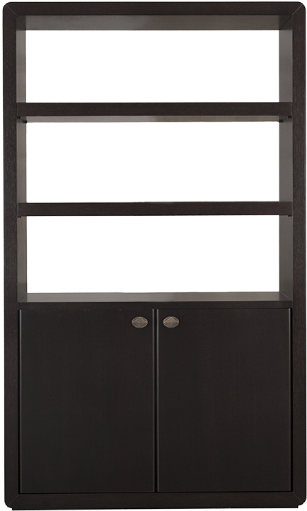 Modern Black Bookshelfwith Cabinet PNG Image