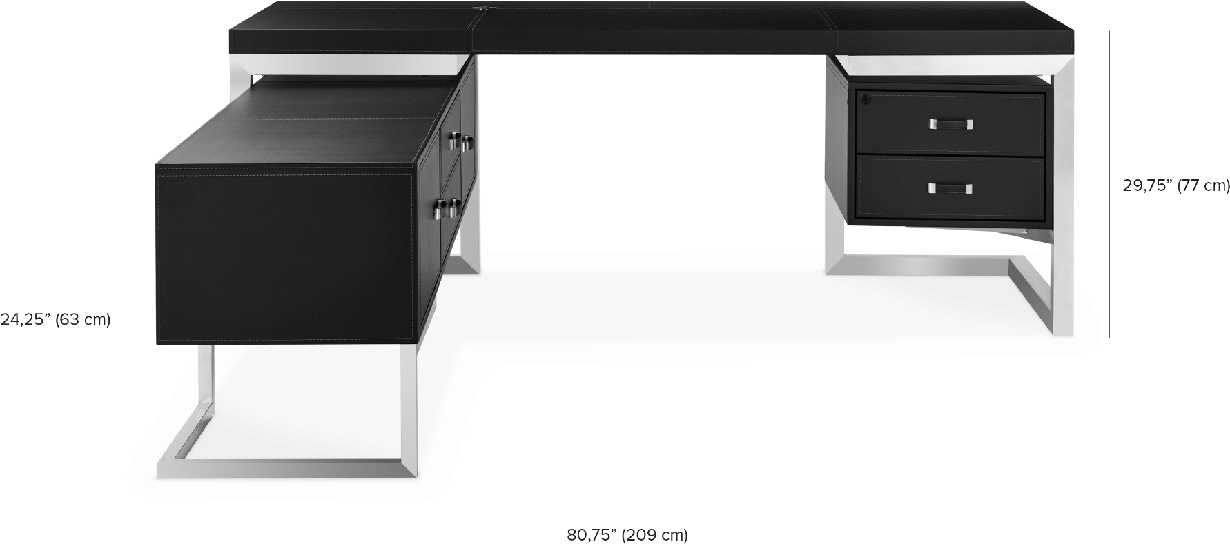 Modern Black Computer Deskwith Drawers PNG Image