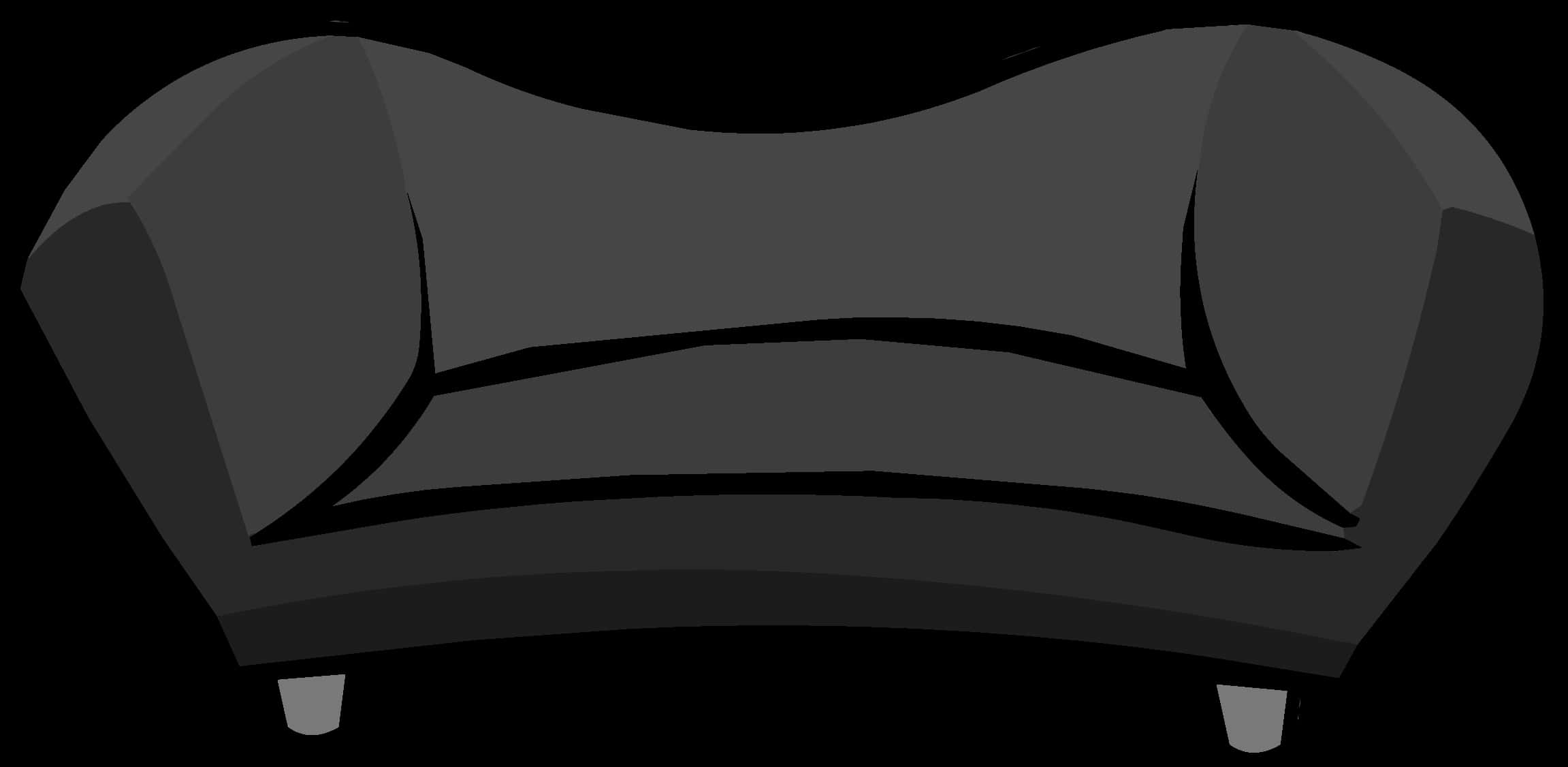 Modern Black Couch Vector PNG Image