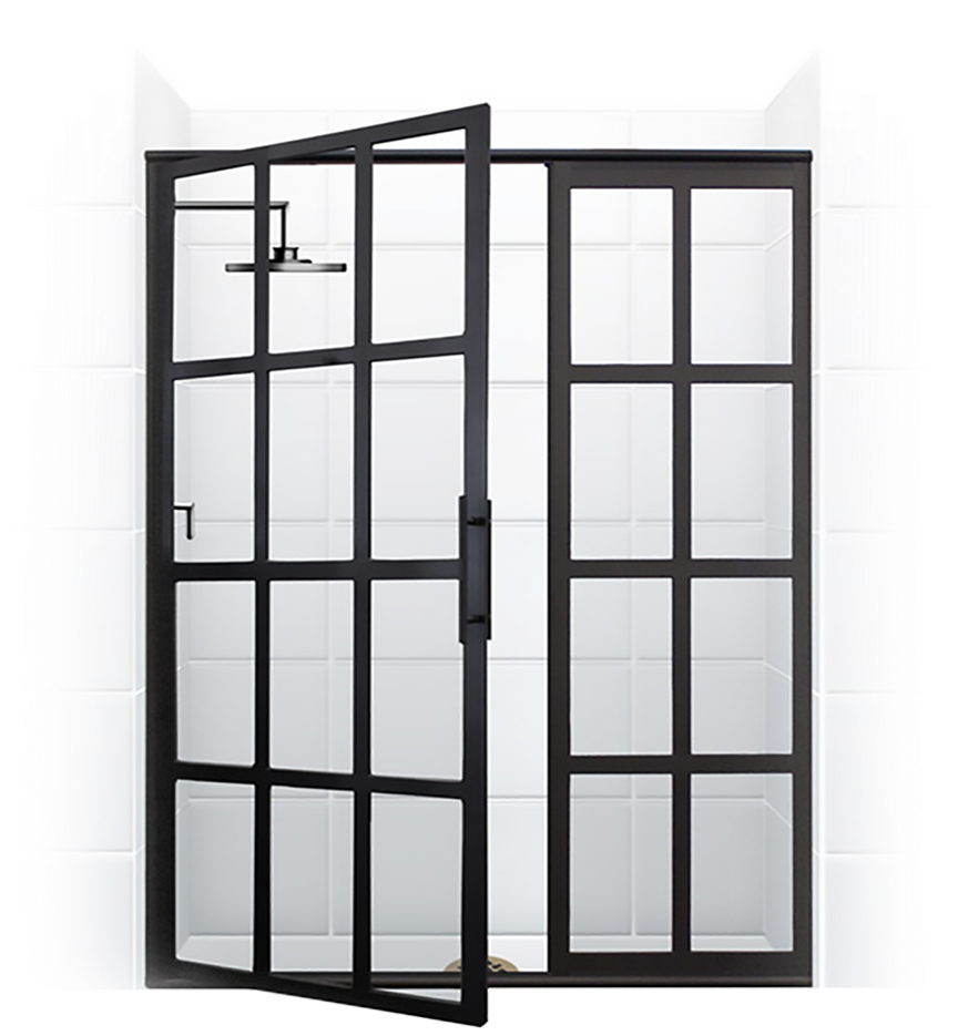 Modern Black Framed Glass Door PNG Image