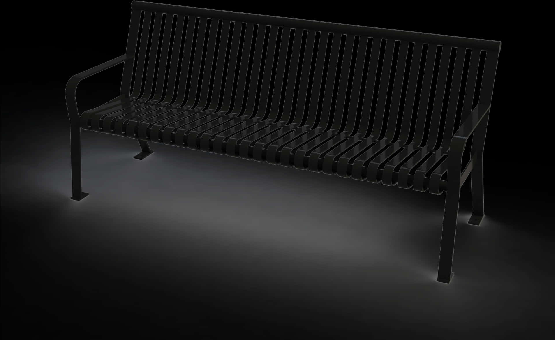 Modern Black Park Bench PNG Image