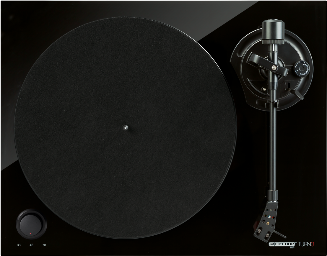 Modern Black Turntable Top View PNG Image