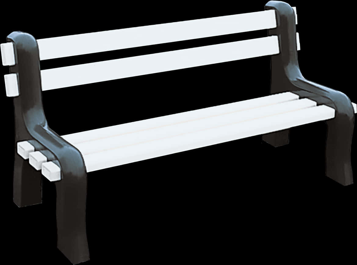 Modern Blackand White Park Bench PNG Image