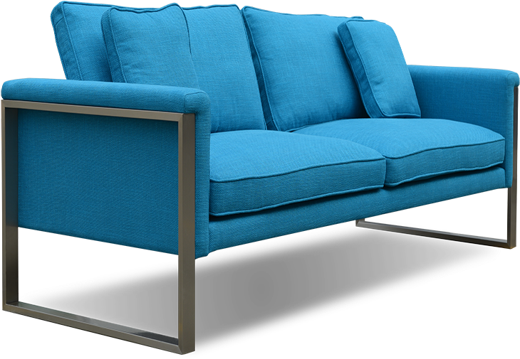 Modern Blue Fabric Sofa PNG Image