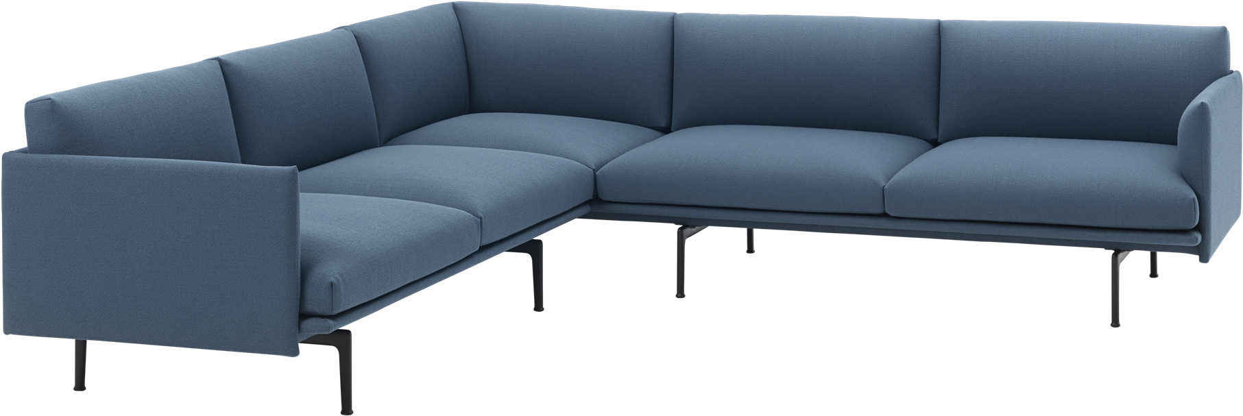 Modern Blue Sectional Sofa PNG Image