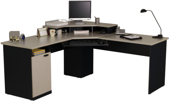 Modern Computer Desk Setup PNG Image