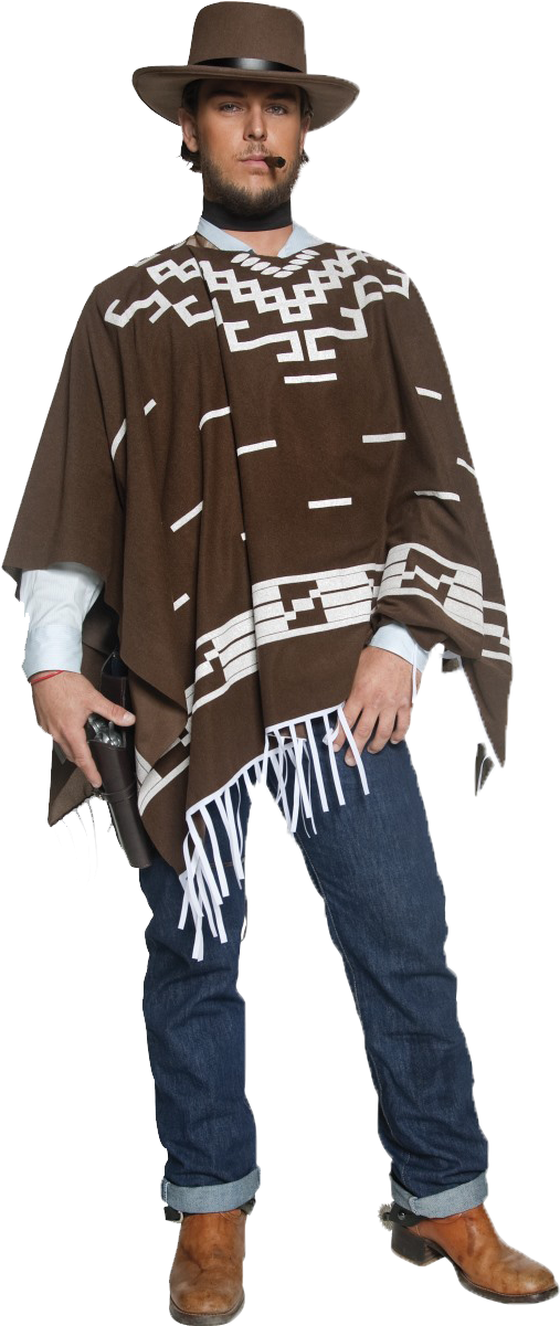 Modern Cowboy Poncho Style PNG Image