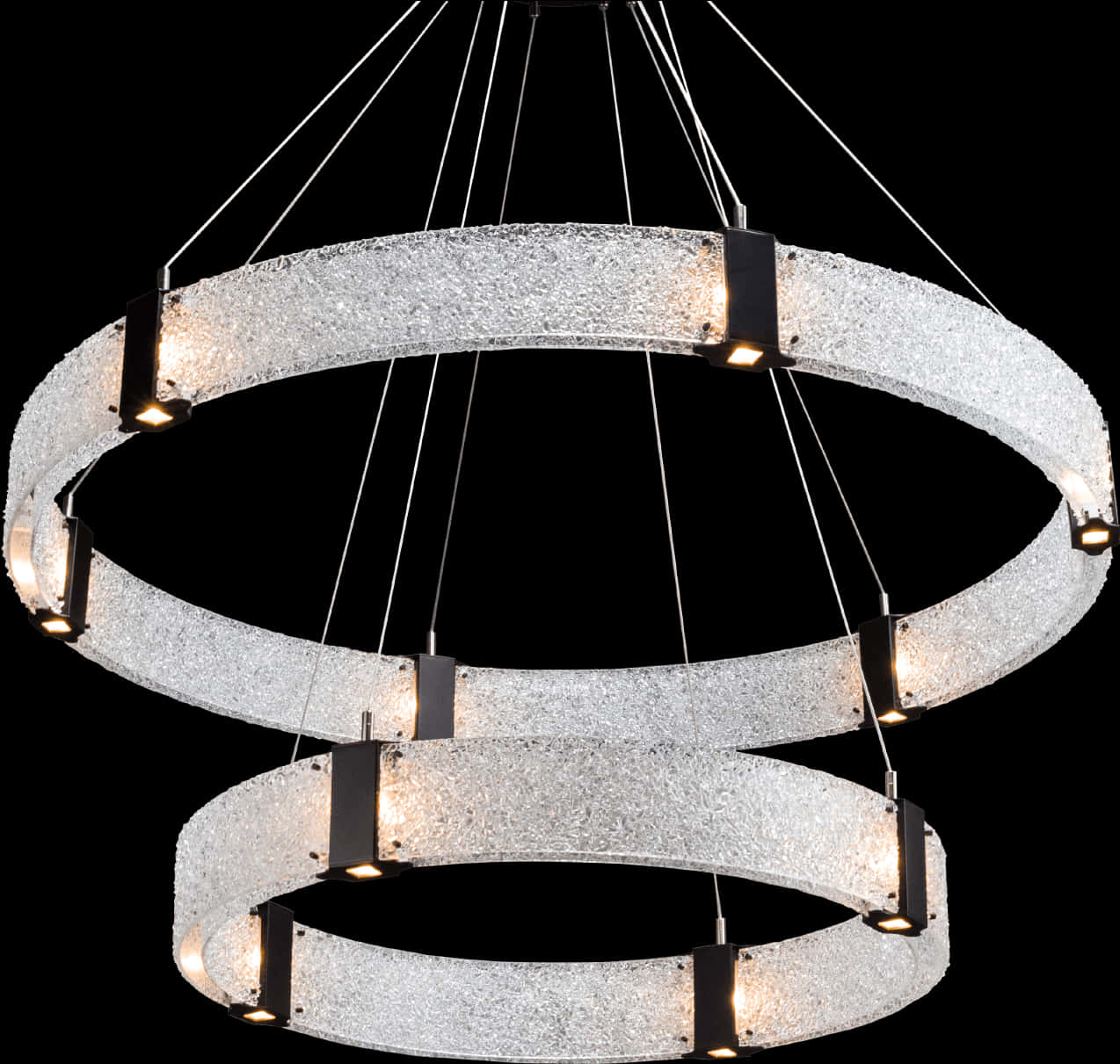 Modern Double Ring Crystal Chandelier PNG Image