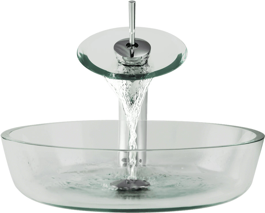 Modern Glass Basin Waterfall Tap PNG Image