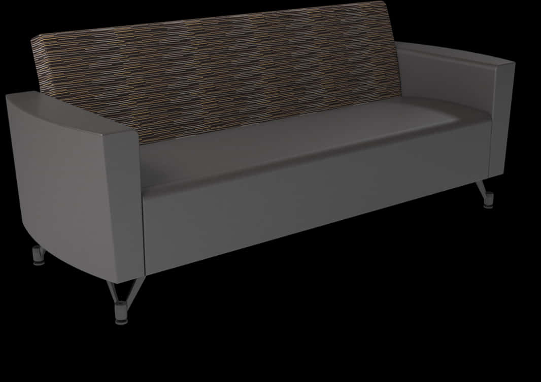 Modern Gray Couchwith Wicker Backrest PNG Image