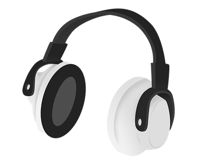 Modern Headphones Black Background PNG Image