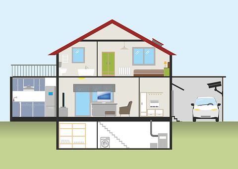 Modern Home Cross Section Illustration PNG Image