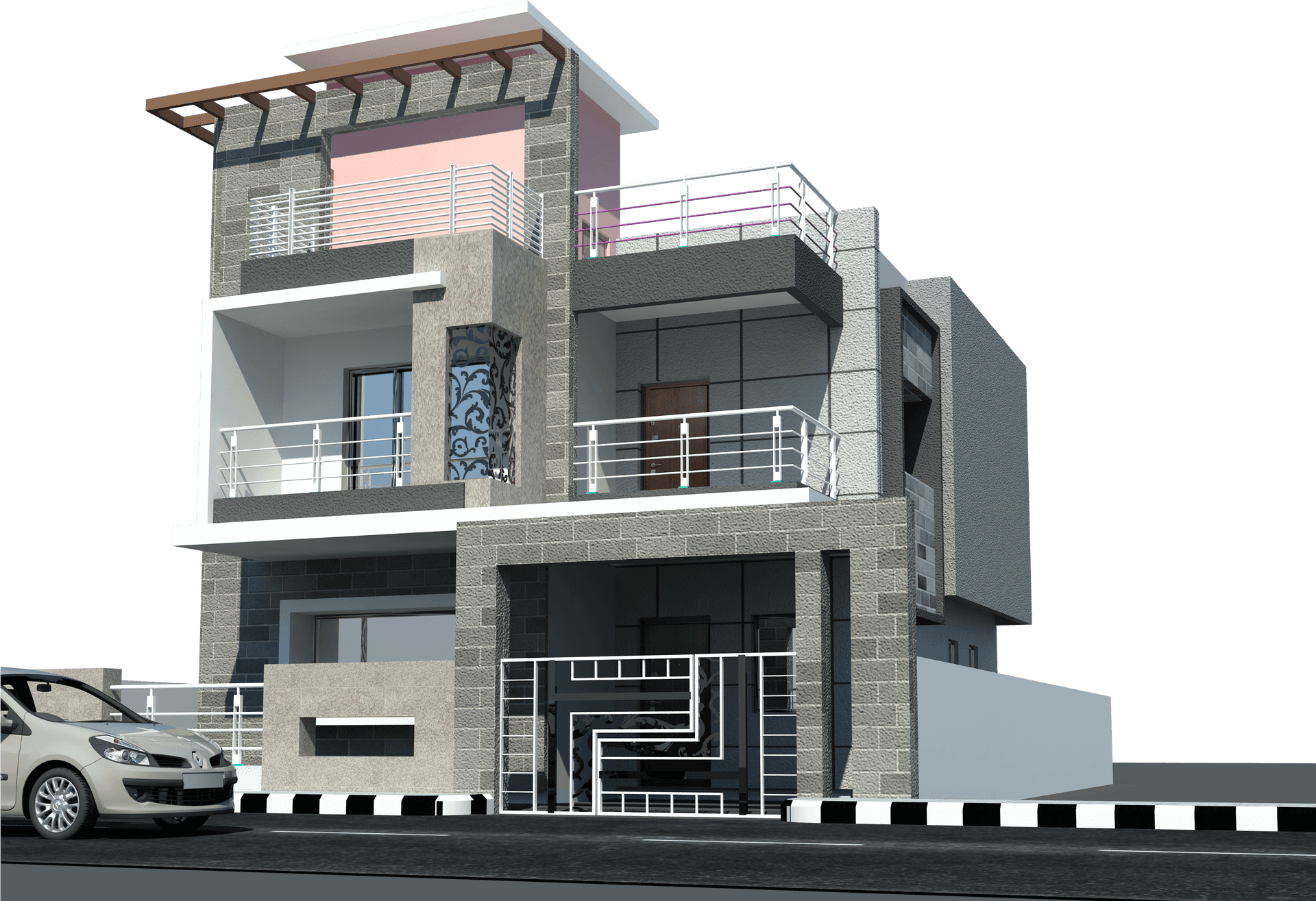 Modern House Exterior Design PNG Image