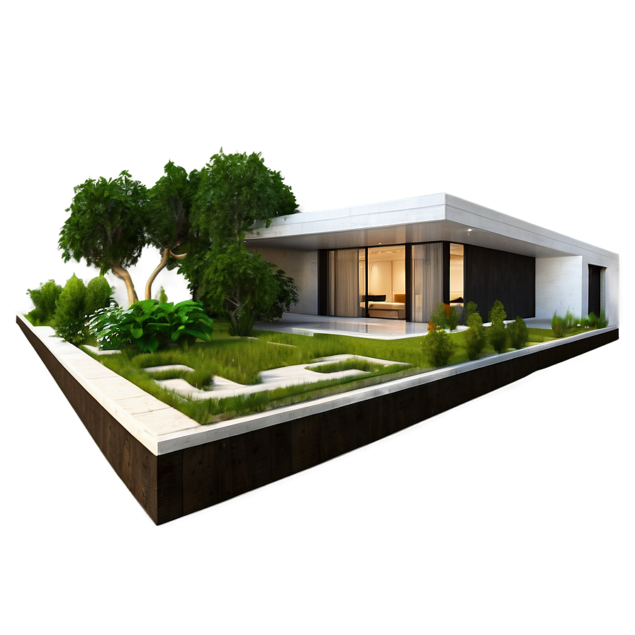 Modern House With Indoor Garden Png Eqp PNG Image