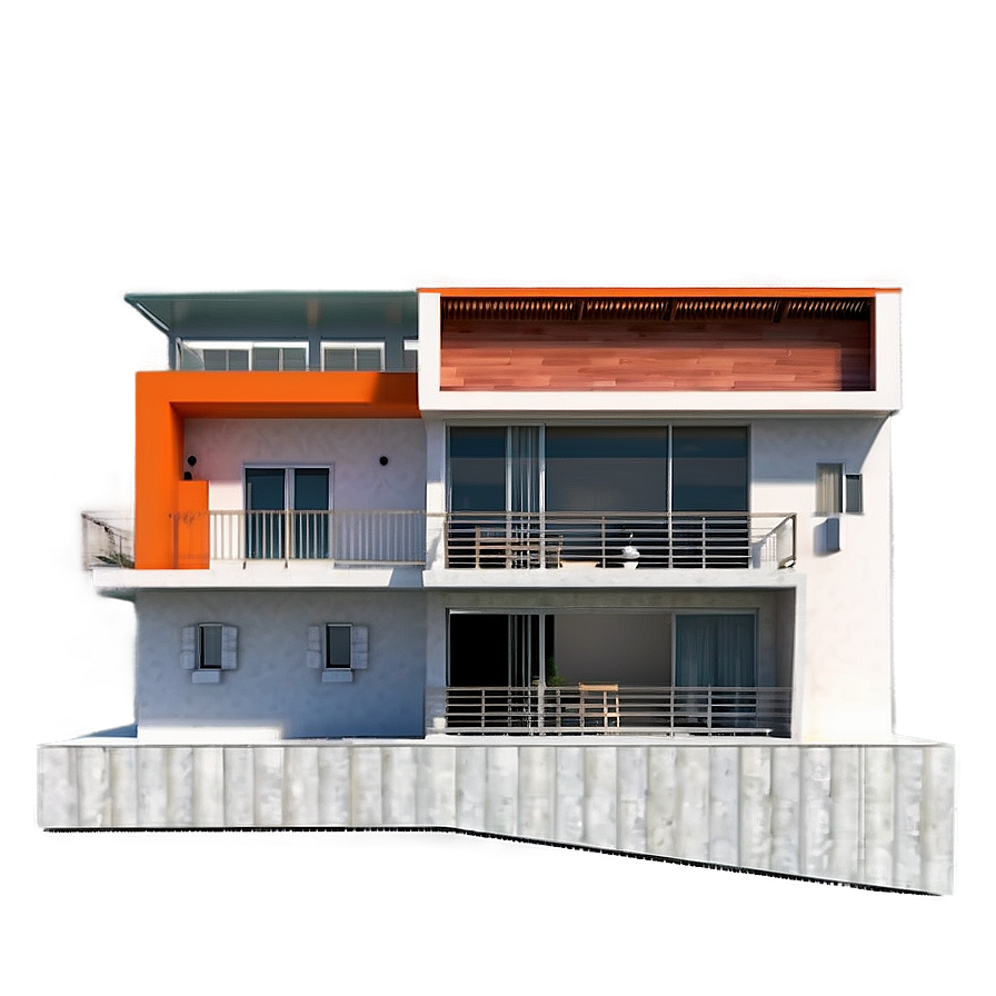 Modern House With Rooftop Terrace Png 06202024 PNG Image