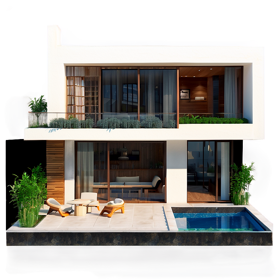 Modern House With Rooftop Terrace Png 06202024 PNG Image