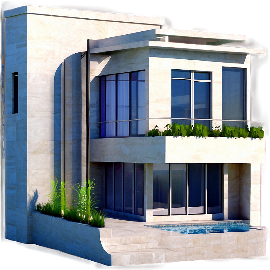 Modern House With Rooftop Terrace Png 70 PNG Image