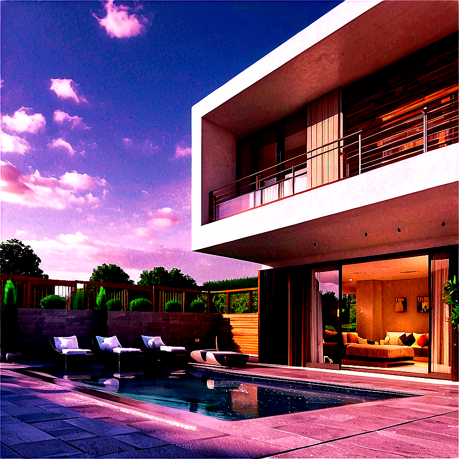 Modern House With Rooftop Terrace Png Rlg66 PNG Image