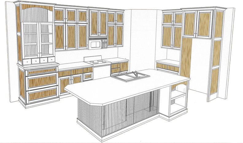 Modern Kitchen Design Sketch PNG Image