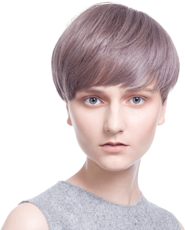 Modern Lavender Bangs Hairstyle PNG Image