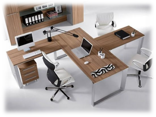 Modern Office Setup Top View PNG Image