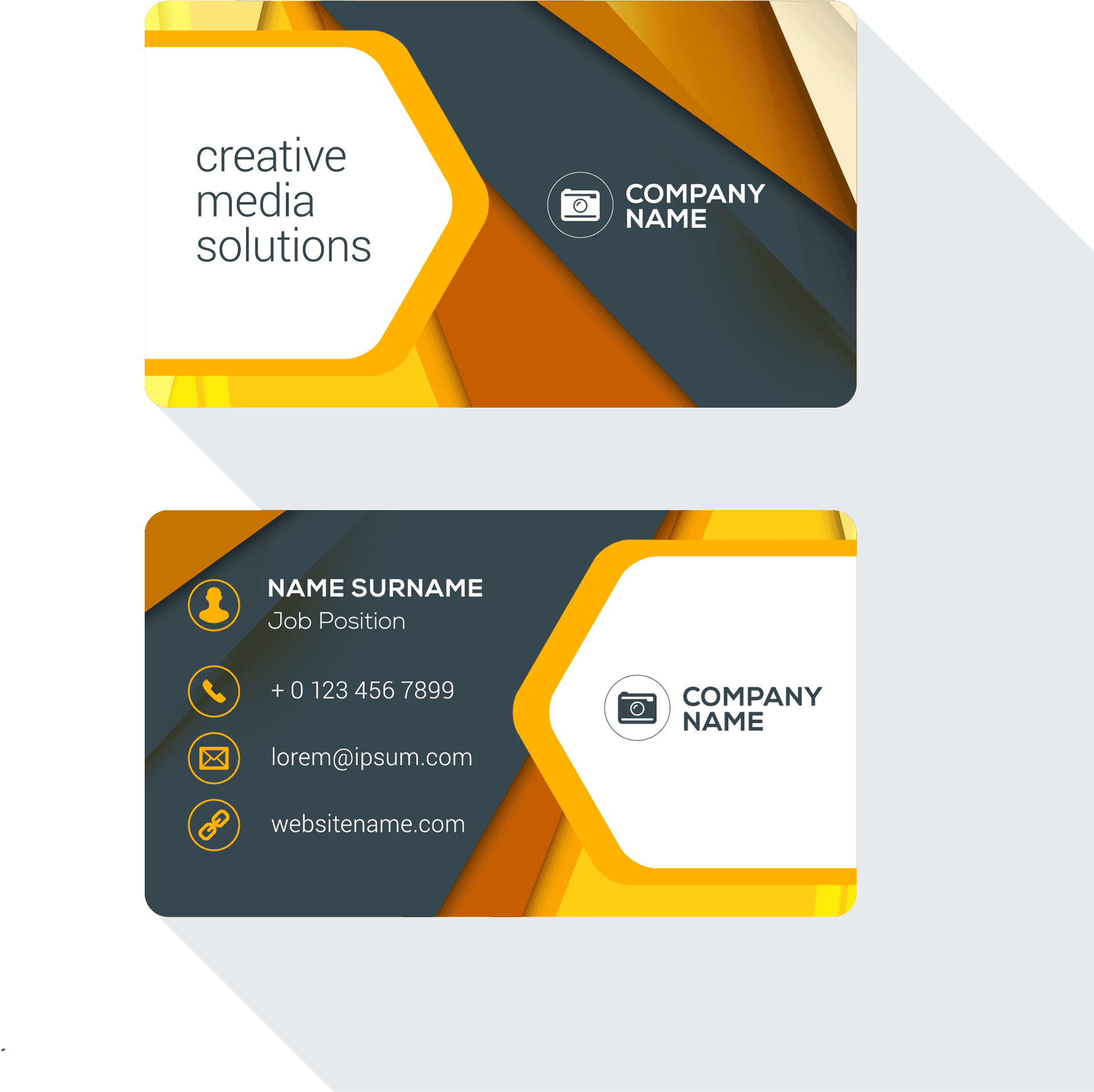 Modern Orange Business Card Design PNG Image