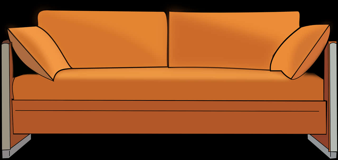 Modern Orange Sofa Design PNG Image