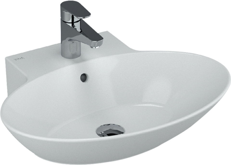 Modern Oval Bathroom Sink With Faucet PNG Image