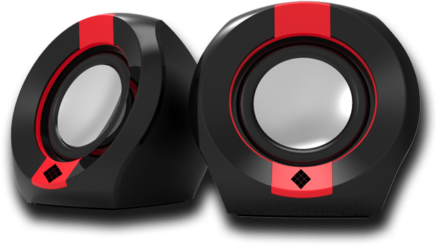 Modern Red Black Desktop Speakers PNG Image