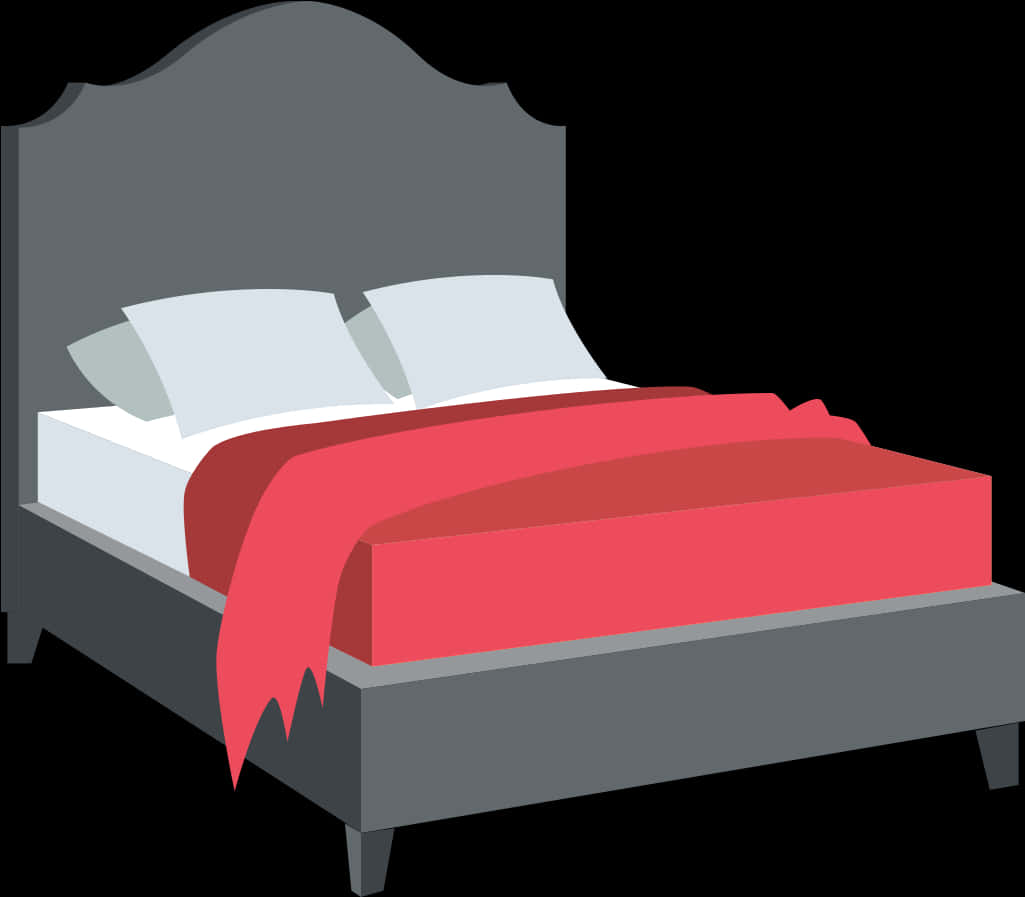 Modern Red Blanket Bed Illustration PNG Image