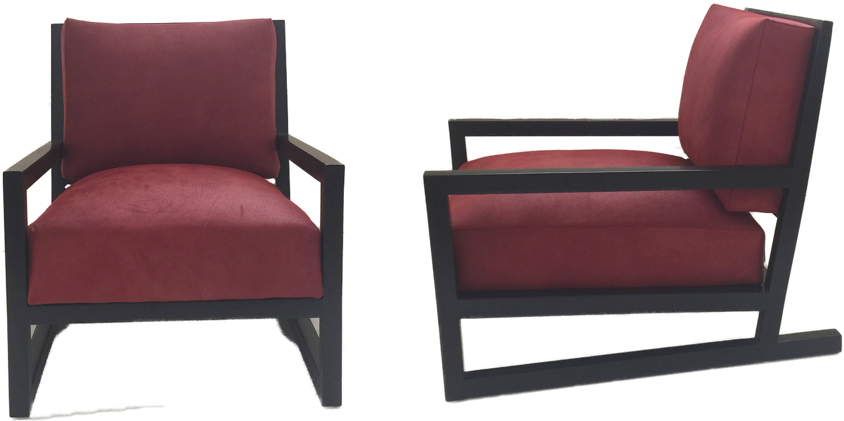 Modern Red Club Chair Design PNG Image