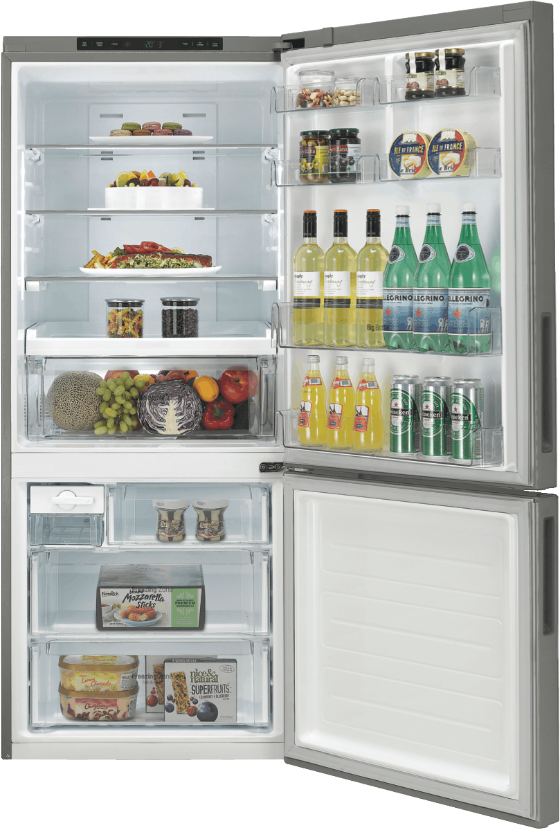 Modern Refrigerator Fullof Food Items PNG Image