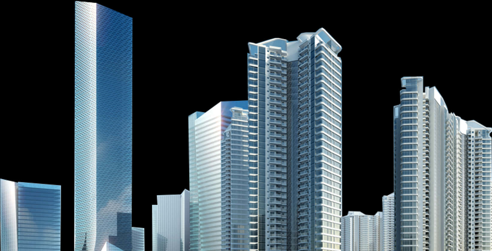 Modern_ Skyscrapers_ Against_ Night_ Sky PNG Image