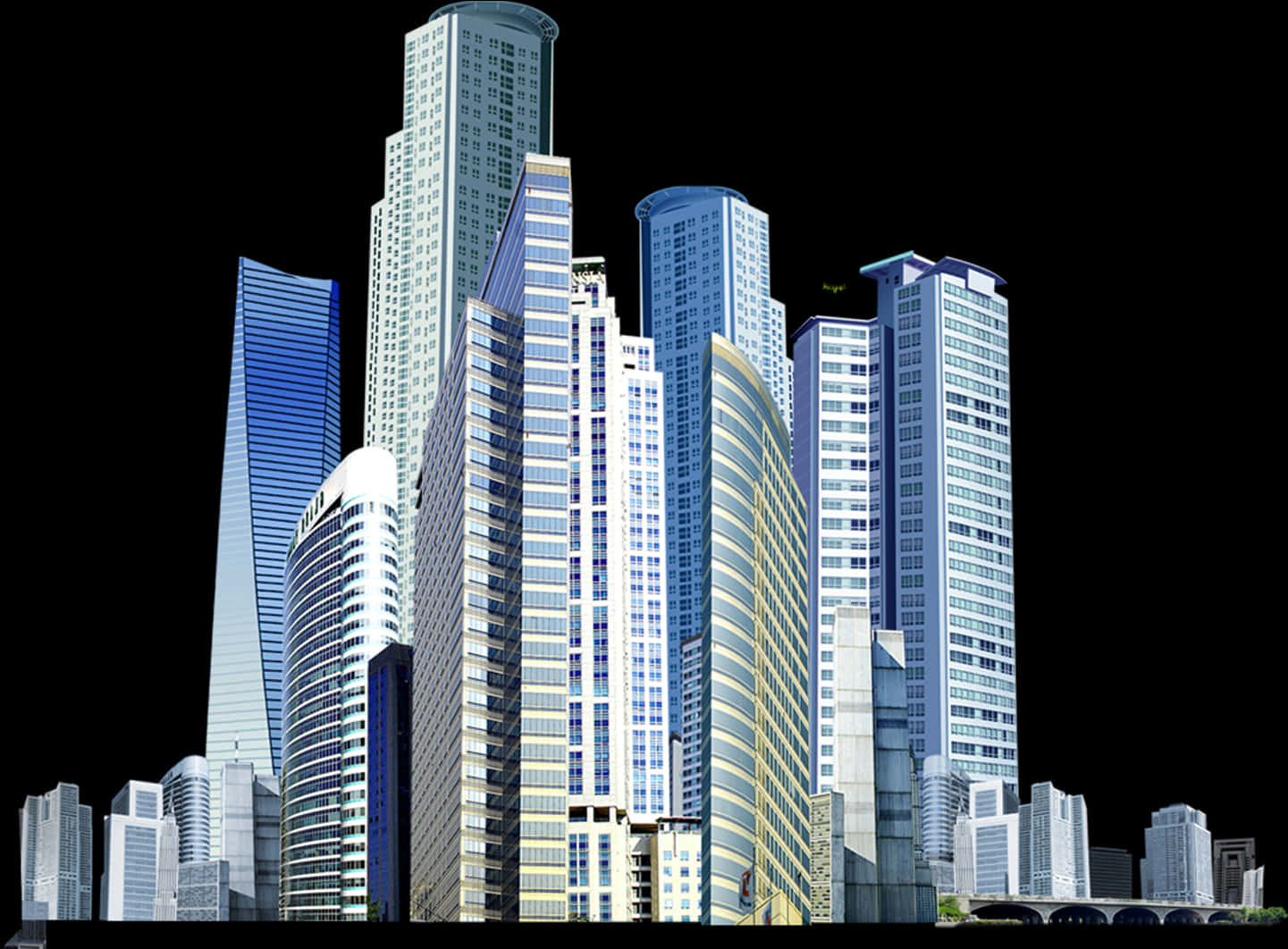 Modern_ Skyscrapers_ Night_ Skyline PNG Image