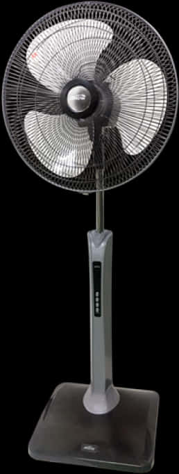 Modern Standing Fan Isolatedon Black PNG Image