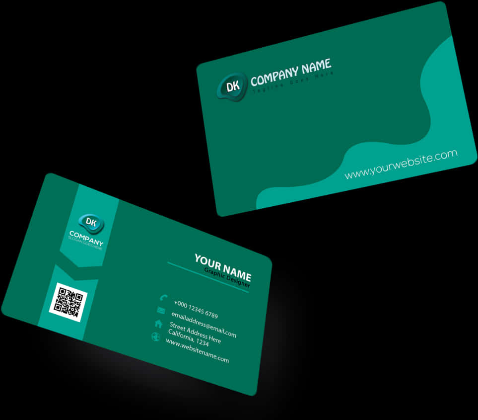 Modern Teal Business Card Design PNG Image