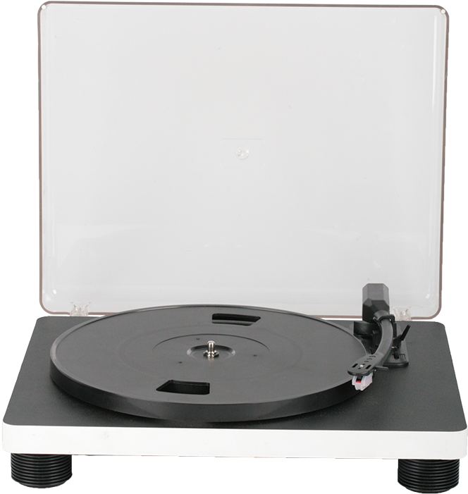 Modern Turntablewith Clear Dust Cover PNG Image