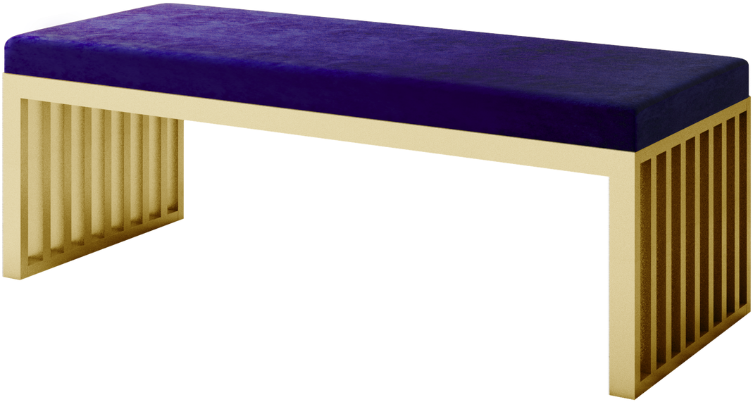 Modern Velvet Gold Base Bench PNG Image