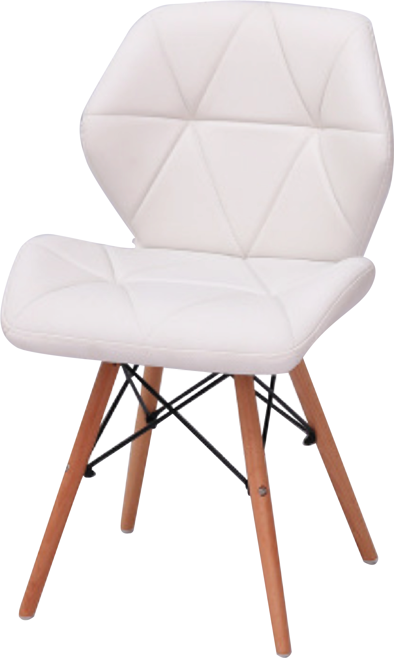 Modern White Club Chairwith Wooden Legs PNG Image