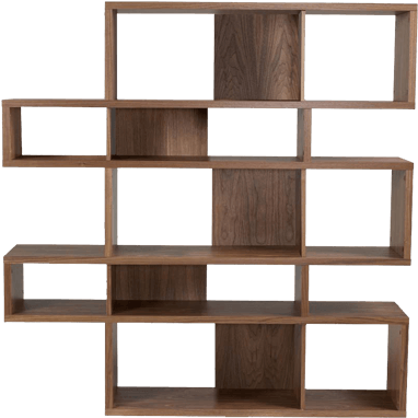 Modern Wooden Bookshelf Design PNG Image