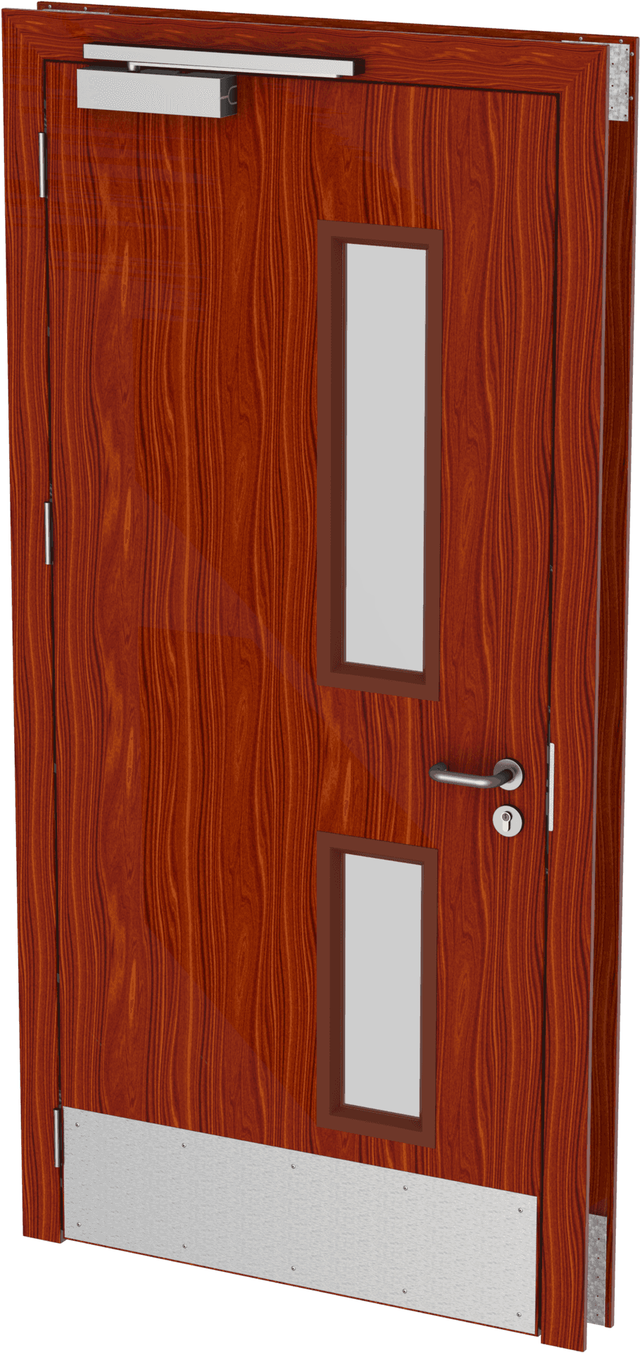 Modern Wooden Doorwith Glass Panels PNG Image